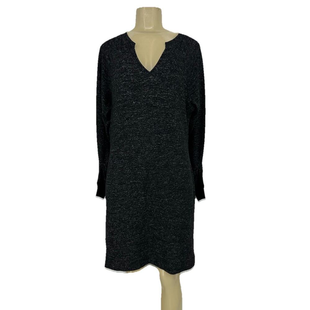 CAbi Medium PJ Dress V Neck Charcoal Gray Black Shadow Fleck Style 3829 A200v